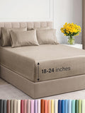 Extra Deep Cal King Sheet Set - 6 Piece Breathable & Cooling Sheets - Hotel Luxury Bed Sheets Set - Easy Fit - Soft, Wrinkle Free & Comfy Sheets Set - Heathered Beige Sheet Set w/Extra Deep Pockets