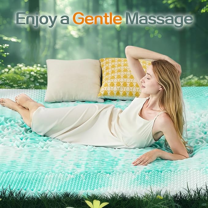 SINWEEK Mattress Topper Memory Foam Mattress Topper 1.5 Inch Queen Soft Mattress Pad for Pressure Relief, 5-Zone Design, CertiPUR-US Certified, Green