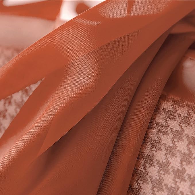 MIULEE Sheer Window Scarf Valance Extra Long Topper Terracotta Elegant Swag Curtains Luxury Draping Fabric for Wedding Arch Party Ceremony Canopy Bed Fall Decor, 37'' x 216'' One Panel, Burnt Orange