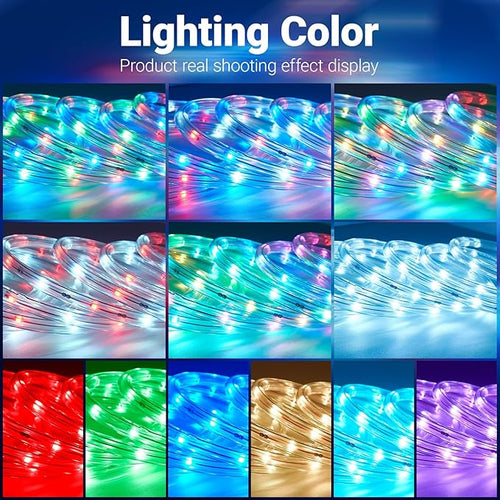 16.4ft Outdoor Smart Rope Lights, Waterproof Color Changing Christmas Lights with Remote, Connectable Design, Music Sync, Timer, Multiple Modes for Halloween, Party, Patio, Garden
