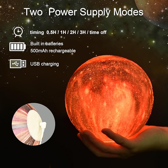 5.9 inch Moon Lamp Kids Night Light Galaxy Lamp Rechargeable Battery Touch & Remote Control 16 Colors LED Moon Light as Birthday Gifts for Boys/Girls/Kids