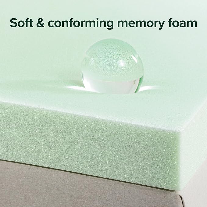 ZINUS 4 Inch Green Tea Memory Foam Mattress Topper, Smaller, More Convenient WonderBox Packaging, Pressure-Relieving Layers, CertiPUR-US Certified, King