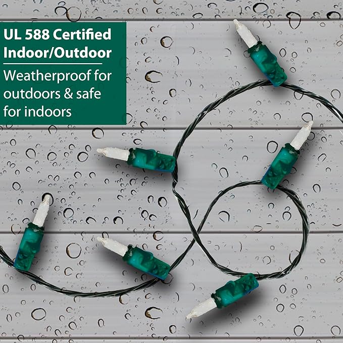 Brite Star 100 Count Mini String Christmas Lights, Red - 22 feet Indoor/Outdoor Christmas Tree Lights with Green Wire