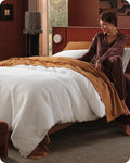 Bedsure Cotton Duvet Cover Queen - 100% Cotton Waffle Weave Coconut White Duvet Cover Queen Size, GentleSoft™ and Breathable Bedding Set for All Season, 3 Pieces, 90"x90"