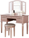 BOBKONA PDEX- Croix Collection Vanity Set With Stool, Rose Gold