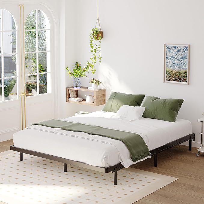 California King Box Spring Bed Base 2 Inch, Low Profile Metal Cal King Box Spring Bunkie Board 2 Inch, 3000 Lbs Max Weight Capacity Mattress Foundation, Noise-Free, Easy Assembly