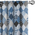 Ambesonne Geometric Window Curtains, Geometrical Diamond Shaped Lines with Various Nostalgic Fashioned Old Pattern, Decorative Panels Set of 2 with Rod Pocket, Pair of - 28" x 95", Black Blue