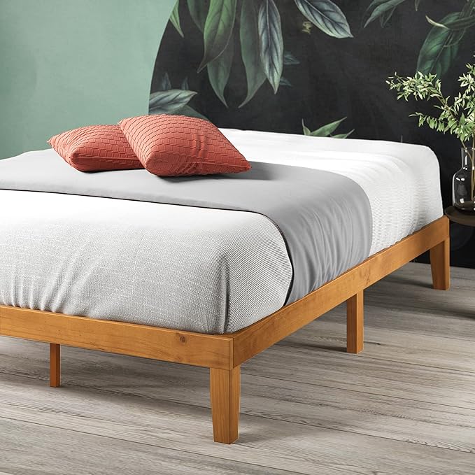 ZINUS Alexia Wood Platform Bed Frame, Solid Wood Foundation, No Box Spring Needed, Wood Slat Support, Easy Assembly, Rustic Pine, Queen