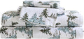 Eddie Bauer - Twin Sheets, Cotton Flannel Bedding Set, Brushed for Extra Softness, Cozy Home Decor, Oeko-Tex Certified (Snowy Pine Trees Green, Twin)
