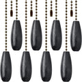 8 Pieces Ceiling Fan Pull Chains Extender Wooden Pendant Pull Chain Extension for Ceiling Light Lamp Fan(Black)