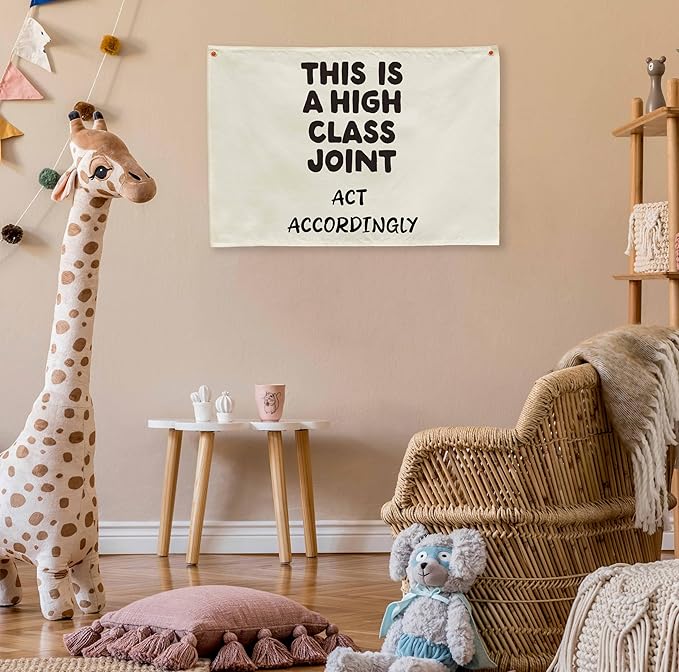 Boho Rectangular Banner Flag Wall Sign Decor for Home Office Classroom Dorm Apartment Living Room-Birthday Christmas Gift for Boy Girl Teen Friends Family-This Is a High Class Joint Act Accordingly