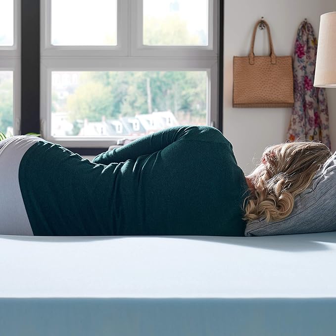 Sealy TrueForm 2" Medium-Firm Gel-Infused Memory Foam Mattress Topper, Cloud-Like Adaptive Mattress Topper for Body Support, Queen Blue