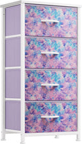 YITAHOME Dresser with 4 Drawers - Storage Tower Unit, Dresser for Living Room, Closets - Sturdy Steel Frame, Wooden Top & Easy Pull Fabric Bins, Purple