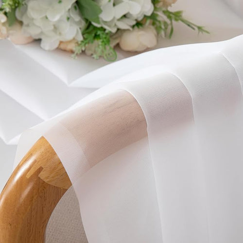 Aiyufneg White Sheer Curtains 36 inch Length Kitchen Tiers Short Voile Curtains/Drapes Solid Sheers Cafe Curtains Voile Bathroom Small Half Window Curtains 2 Panels Set, Rod Pocket, 40" Wx36 L