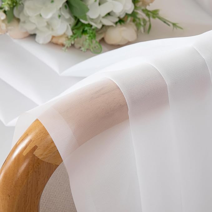 Aiyufeng 2 Pack: Basic White Sheer Curtain Drapes for Living Room 84 Inch Length 2 Panels, Light Filtering Voile Drapes for Bedroom, Patio, Sliding Door, Each 40" W x 84" L