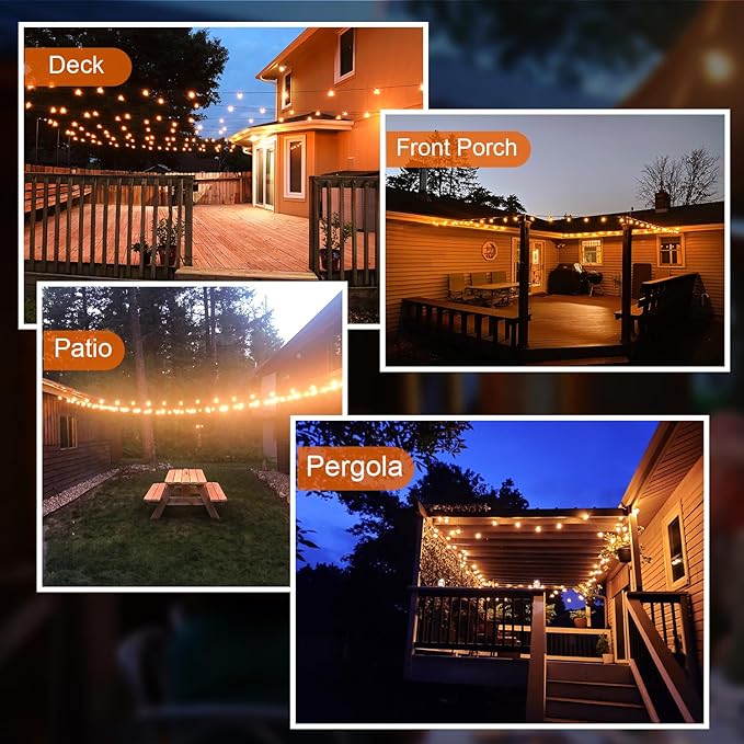 GPATIO 150FT Outdoor String Lights, Waterproof Patio Lights with 77 Dimmable Hanging Light Globe G40 Bulbs, 2700k Shatterproof Connectable for Backyard Gazebo Porch Outside Decor