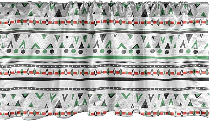 Ambesonne Tribal Window Valance Pack of 2, Style Traditional Aztec Pattern Old Fashioned Hippie Boho Influences, Rod Pocket Curtain Valances for Kitchen Bedroom, 54" X 18", Sea Green