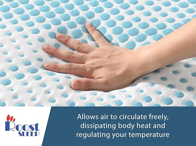 Roost Sleep Cool Cloud Supreme 3 Inch Gel Memory Foam Queen Mattress Topper – Cooling, Ventilated Design for Back and Pressure Relief