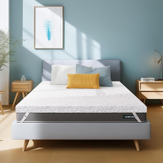 Subrtex Mattress Topper Cover King Size 4 Inch (Only Cover) Mattress Topper Protector Bedding Removable Encasement with Zipper Closure