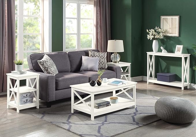 Convenience Concepts Oxford Console Table 39.5" - Sofa Table with Storage Shelf, Transitional Entryway Hall Table for Living Room and Bedroom, Display Foyer Table, Ivory