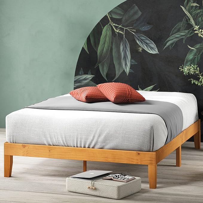 ZINUS Alexia Wood Platform Bed Frame, Solid Wood Foundation, No Box Spring Needed, Wood Slat Support, Easy Assembly, Rustic Pine, Queen