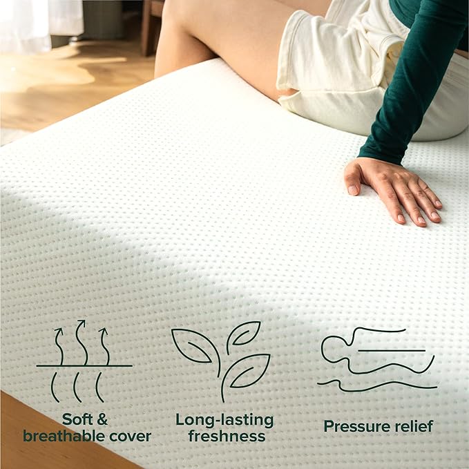 ZINUS 10 Inch King Green Tea Memory Foam Mattress [New Version], Fiberglass free, Medium Firm Feel, Zoned Pressure Relief, Certified Safe Foams & Fabric, Mattress in A Box