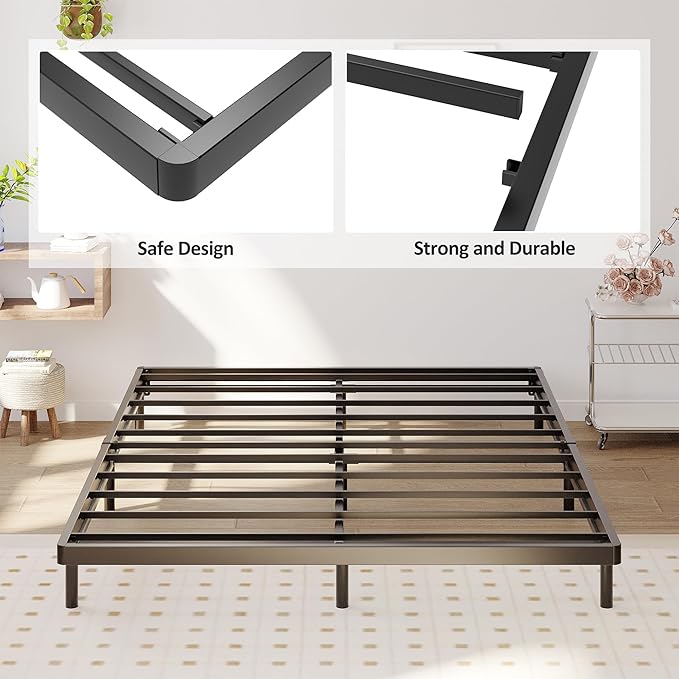 California King Box Spring Bed Base 2 Inch, Low Profile Metal Cal King Box Spring Bunkie Board 2 Inch, 3000 Lbs Max Weight Capacity Mattress Foundation, Noise-Free, Easy Assembly