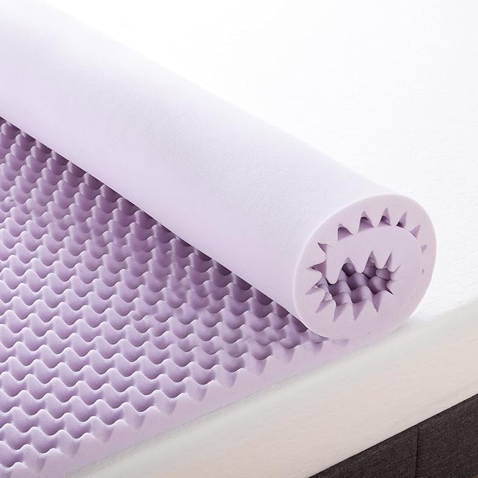 Best Price Mattress 1.5 Inch Egg Crate Memory Foam Mattress Topper with Soothing Lavender Infusion, CertiPUR-US Certified, Dorm Essentials, Twin