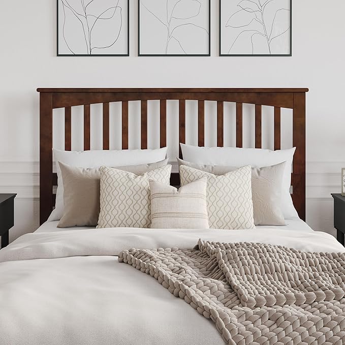 AFI, Mission Queen Solid Wood Headboard with Attachable Charger, Walnut