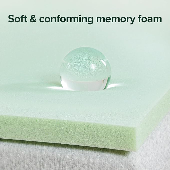 ZINUS 1.5 Inch Green Tea Memory Foam Mattress Topper, Smaller, More Convenient WonderBox Packaging, Pressure-Relieving Layers, CertiPUR-US Certified, Twin