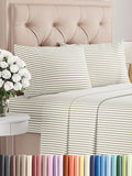 Twin XL 4 Piece Sheet Set - Comfy Breathable & Cooling - Soft Hotel Luxury Bedding Set w/ 8-16 Inch Deep Pockets - 1 Flat & 1 Fitted Sheet & 2 Pillowcases - Wrinkle Free & Easy Care - Beige Stripes 2