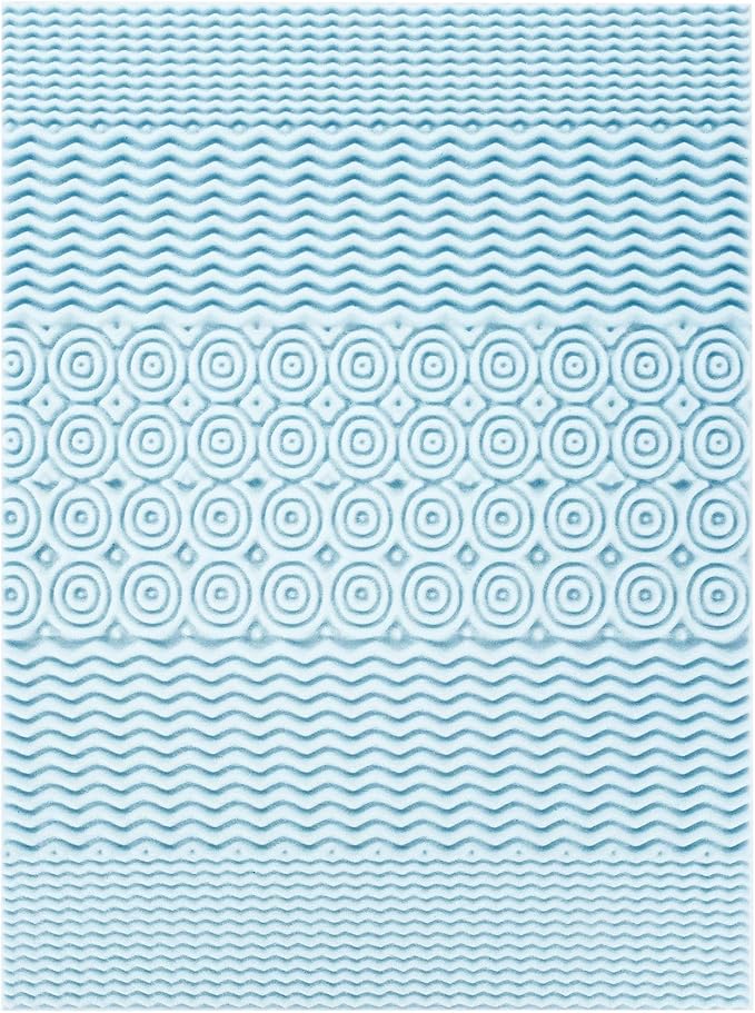 Mellow 2 Inch 5-Zone Memory Foam Mattress Topper, Cooling Gel Infusion, Dorm Essentials, King Blue
