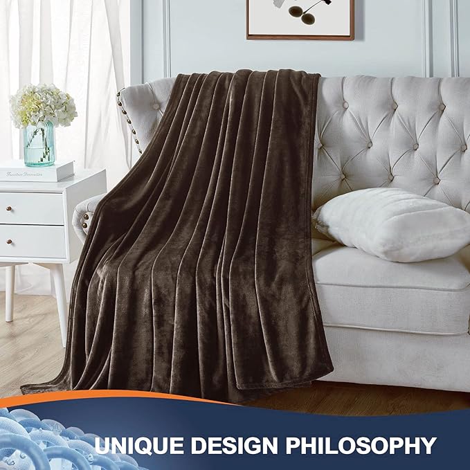 Walensee Fleece Blanket Plush Throw Fuzzy Lightweight (XL-Twin Size 66x90 Brown) Super Soft Microfiber Flannel Blankets for Couch, Bed, Sofa Ultra Luxurious Warm and Cozy for All Seasons