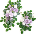 Flrunwu(Pack of 2 Artificial Flowers Decorations,Centerpieces for Wedding Reception Backdrop Decoration, Floral Decor Wall Home Entryway OutdoorDecorations (Purple)