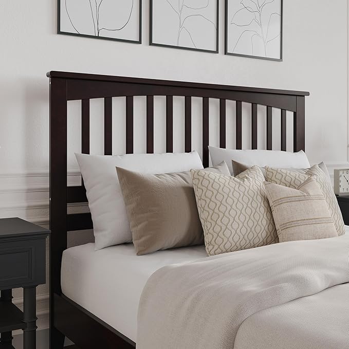 AFI, Mission Queen Solid Wood Headboard with Attachable Charger, Espresso