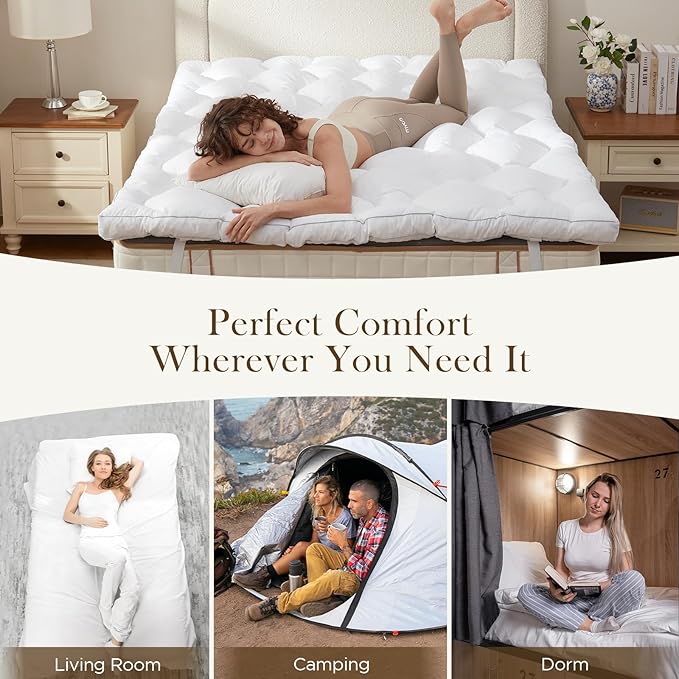 Decroom 3 Inch Memory Foam Mattress Topper King Size for Back Pain Relief, Soft Fluffy Supportive Bed Mattress Pad, Filled with Breathable & Soft Memory Foam Pillow Topper, 80x78x3 Inch
