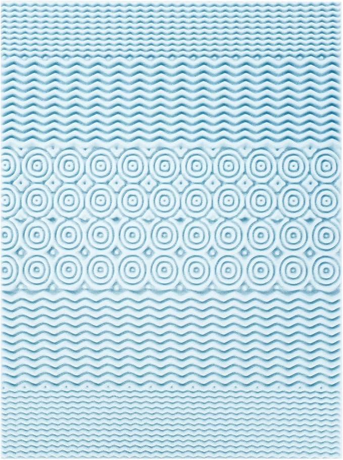 Mellow 4 Inch 5-Zone Memory Foam Mattress Topper, Cooling Gel Infusion, Dorm Essentials, Queen Blue