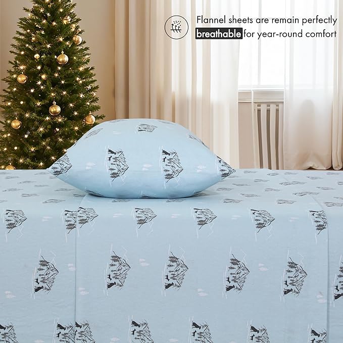 RUVANTI Flannel Sheets Twin XL Size - 100% Cotton Double Brushed Twin XL Sheet Sets, Deep Pockets 16 Inches, All Seasons Breathable & Extra Soft Bed Sheets, Warm & Cozy, 3 Piece, Soul Dog