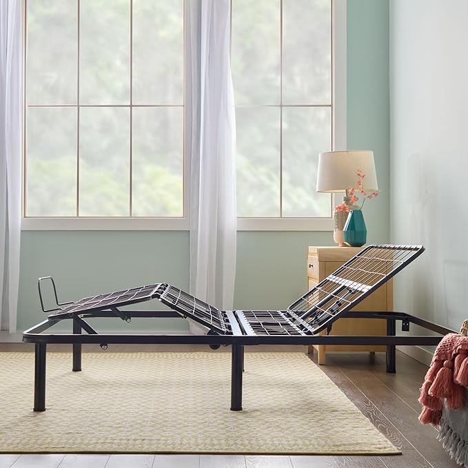 Linenspa Adjustable Bed Frame - Independent Head and Foot Incline - Powerful Quiet Motor - Easy Tool Free Assembly - Lounge - Watch TV - Working - Reading - Ergonomic - Electric Bed Base - Queen Size