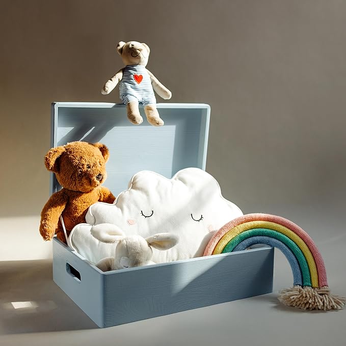 XL Blue Wooden Box Storage with Hinged Lid | 15.8 x 11.8 x 5.5 inches (+-0.5) | with Handles | Gift Box Storage Document | Product NOT Intended for 15 Years OR Below