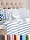 Cal King 6 Piece Sheet Set - Comfy Breathable & Cooling - Soft Hotel Luxury Bedding Set w/ 8-16 Inch Deep Pockets - 1 Flat & 1 Fitted Sheet & 4 Pillowcases - Wrinkle Free & Easy Care - Blue Stripes 2