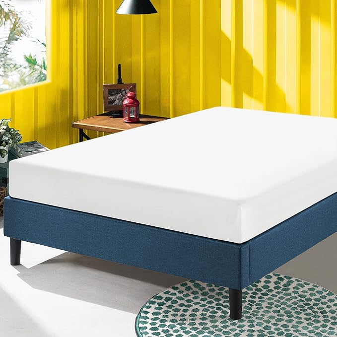 ZINUS Curtis Upholstered Platform Bed Frame, Mattress Foundation, Wood Slat Support, No Box Spring Needed, Easy Assembly, Full, Navy