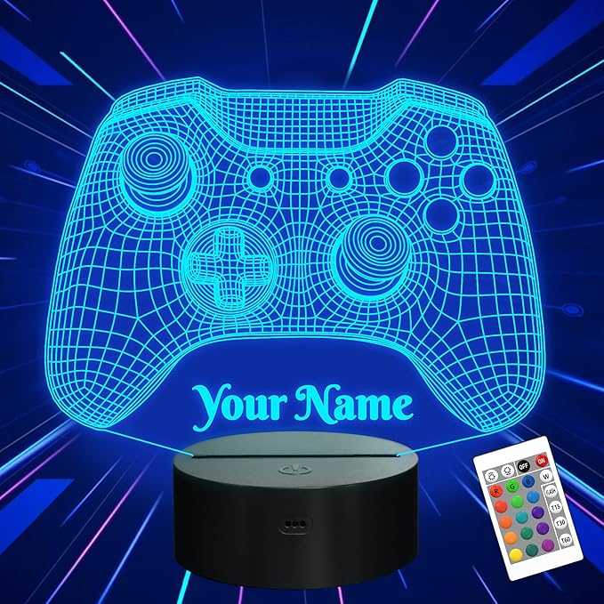 Attivolife Personalized 3D Game Theme Night Light, Table Desk Lamp Engraved Name Letter, Multicolor Custom LED Best Home Decor Birthday Christmas Gifts Toys for Boys Girls Kids