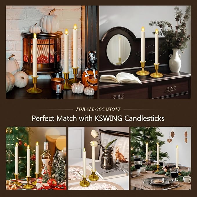 Candlestick Holders 2 PCS Short Metal Taper Candle Holders, KSWING Gold Candle Stick Holders Set, Perfect for Table Centerpiece Mantel Party Wedding Christmas Home Decor, Set of 2