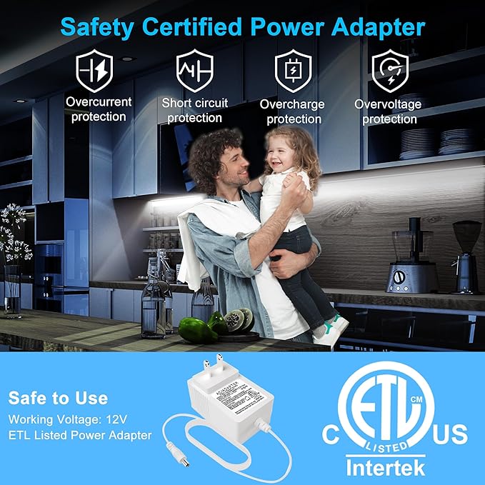 LAFULIT 10 PCS Under Cabinet Lights Kit, Stick on Lights, Flexible Led Strip Lights with Remote and Power Adapter,for Kitchen Cabinets Shelf Desk Counter Corner, 6000K Daylight White, 16.4ft