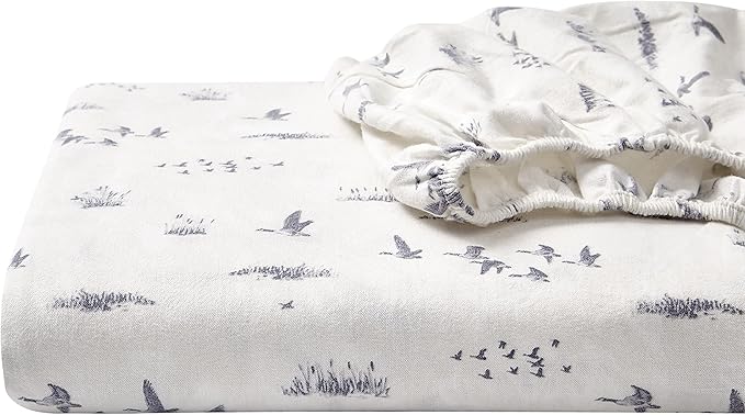 Eddie Bauer - Flannel Sheets Twin Size, Anti-Pilling & Wrinkle Resistant Cotton, Touchably Soft for All-Season Comfort - Bed Sheets with Matching Pillowcase & Fitted Sheet (Geese Meadow Yellow)