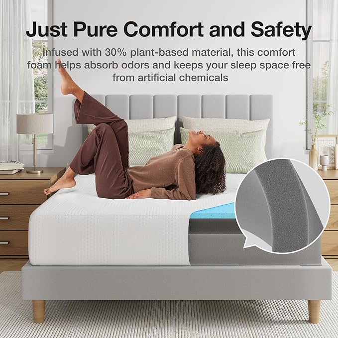 Novilla Queen Mattress, 10 Inch Queen Size Mattress in a Box, Gel Memory Foam Mattresses for Comfort Sleep, Cooling Night Sleep & Pressure Relief, CertiPUR-US Certified