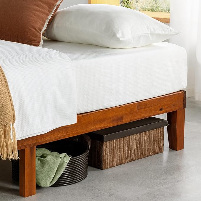 Mellow Naturalista Classic 12-Inch Solid Wood Platform Bed | Wooden Slats, No Box Spring Needed, Easy Assembly | Full, Cherry