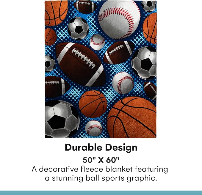 Dawhud Direct Sports Fleece Blanket for Bed, 50x60 Inches Sports Fan Fleece Throw Blanket for Adults and Kids - Soft Plush Blanket - Queen Size