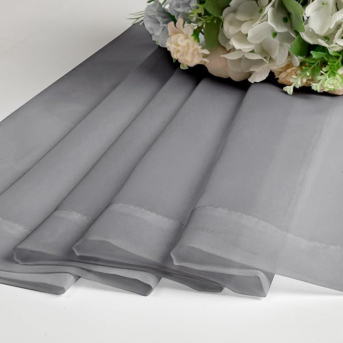 Aiyufeng Sheer Voile Window Treatment Rod Pocket Curtain Panels for Kitchen Bedroom Living Room Drapes Sunlight Filtering Privacy Semi Home Decor Assorted (Grey, 42 W x 90 L)